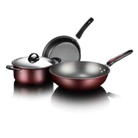 IMG 20230425 WA0131 280x280 - 3pc Non-Stick Cookware set, Frying pan and Saucepan with Glass Lid